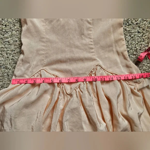 Vintage Handmade 80s Prom Peach Taffeta Party Dress - Picture 12 of 15